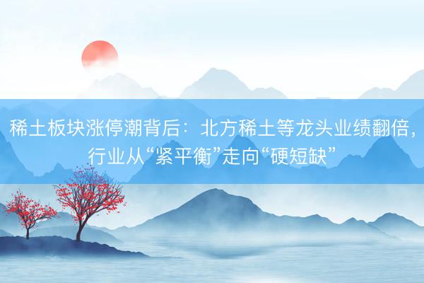 稀土板块涨停潮背后：北方稀土等龙头业绩翻倍，行业从“紧平衡”走向“硬短缺”