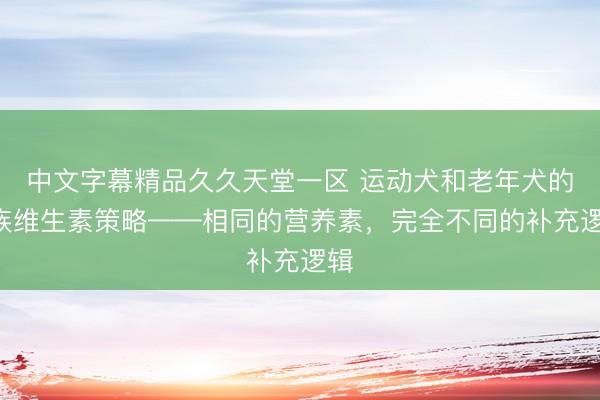 中文字幕精品久久天堂一区 运动犬和老年犬的B族维生素策略——相同的营养素，完全不同的补充逻辑