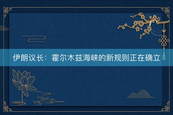 伊朗议长：霍尔木兹海峡的新规则正在确立
