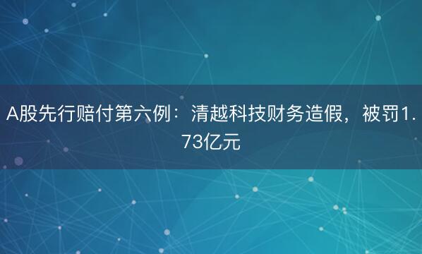 A股先行赔付第六例：清越科技财务造假，被罚1.73亿元