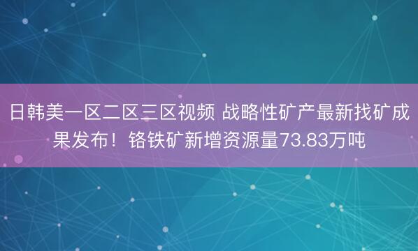 日韩美一区二区三区视频 战略性矿产最新找矿成果发布！铬铁矿新增资源量73.83万吨