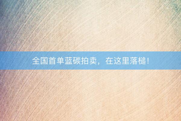 全国首单蓝碳拍卖，在这里落槌！
