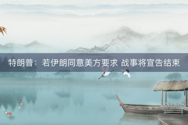 特朗普:若伊朗同意美方要求 战事将宣告结束