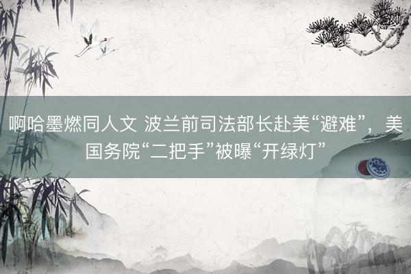 啊哈墨燃同人文 波兰前司法部长赴美“避难”，美国务院“二把手”被曝“开绿灯”