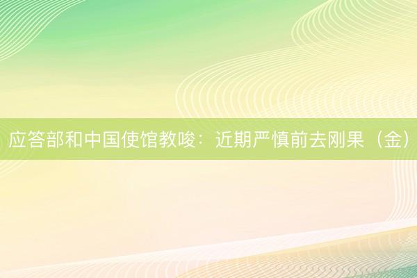 应答部和中国使馆教唆：近期严慎前去刚果（金）
