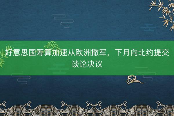 好意思国筹算加速从欧洲撤军，下月向北约提交谈论决议