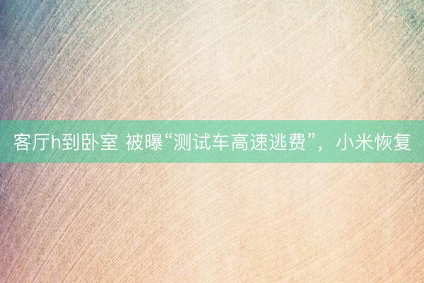 客厅h到卧室 被曝“测试车高速逃费”，小米恢复