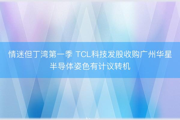 情迷但丁湾第一季 TCL科技发股收购广州华星半导体姿色有计议转机