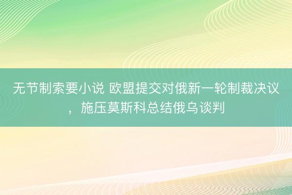 无节制索要小说 欧盟提交对俄新一轮制裁决议，施压莫斯科总结俄乌谈判