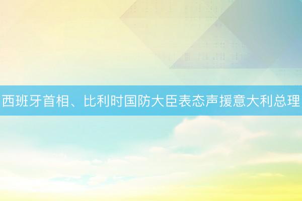 西班牙首相、比利时国防大臣表态声援意大利总理